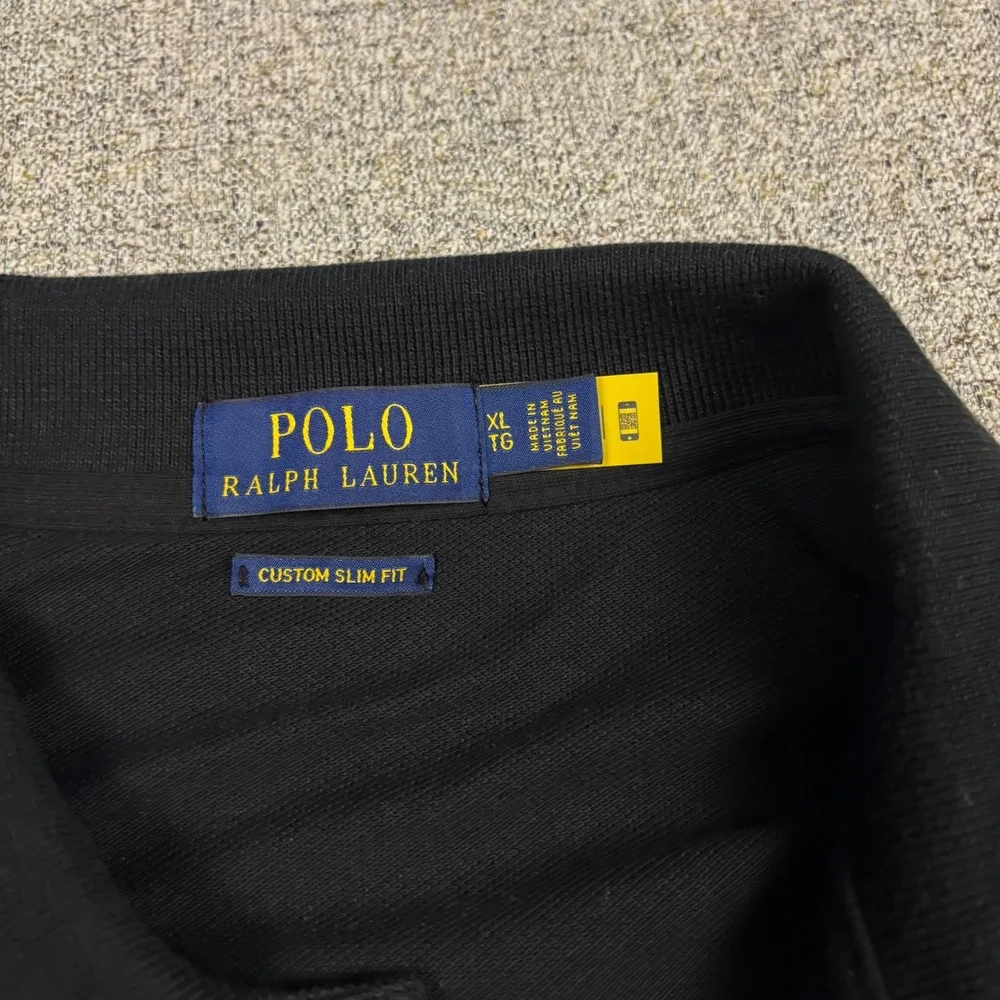 Polo Ralph Lauren Polo Shirt Mens XL Slim Fit Black Embroidered Big Triple Pony